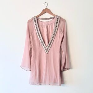 Alter’d State Mauve Beaded Short Darra Dress Back Plunge V Small